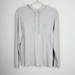 VINEYARD VINES | Gray Hooded Long Sleeve Tee Logo Pocket Women’s Size Small